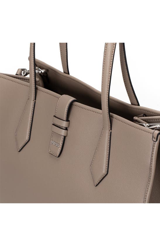 Shop Hugo Boss Boss Maddie Tote In Grey