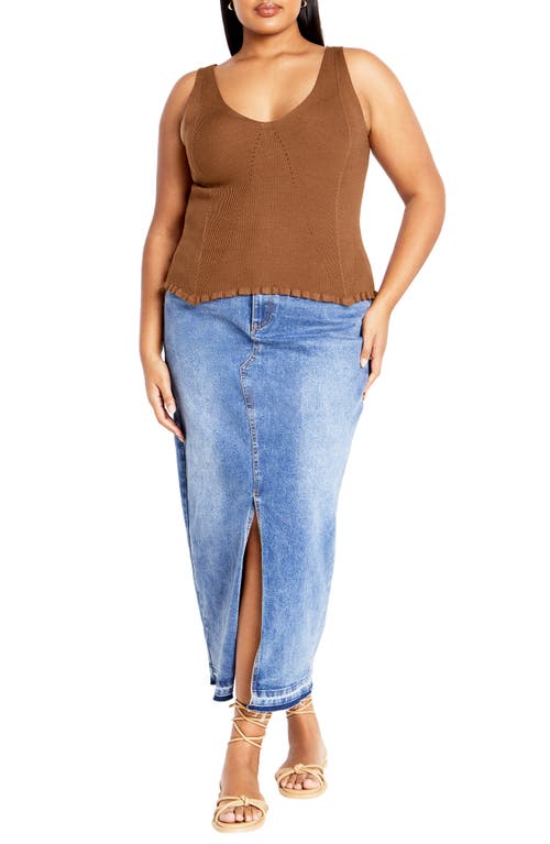 Shop City Chic Sammie Rib Sweater Tank In Deep Tobacco