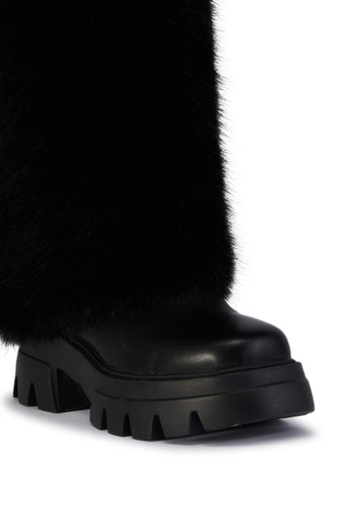 Azalea Wang Ahsoka Faux Shearling Lug Sole Boot In Black