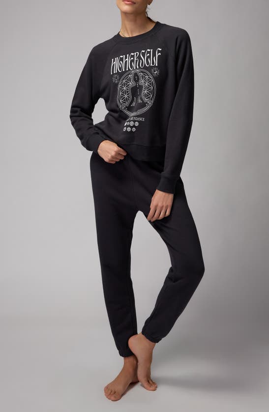 Shop Spiritual Gangster Higher Self Long Sleeve Cotton & Modal Graphic Sweatshirt In Vintage Black