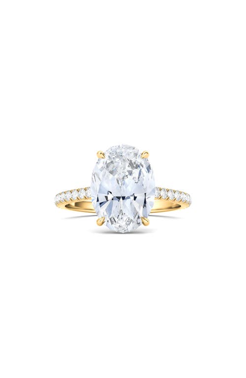 Oval Cut & Pavé Lab Created Diamond 18K Gold Ring in 18K Yellow Gold