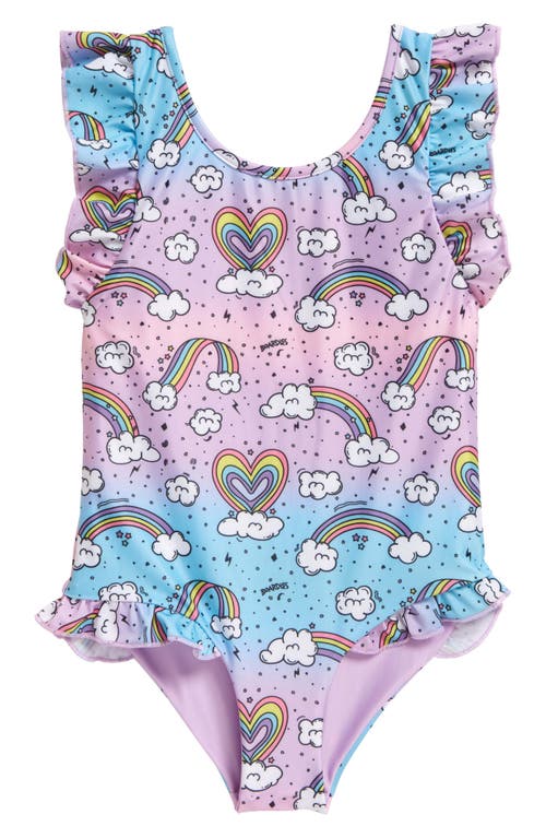 Boardies Kids' Rainbows Ruffle One-Piece Swimsuit in Multi at Nordstrom, Size 6