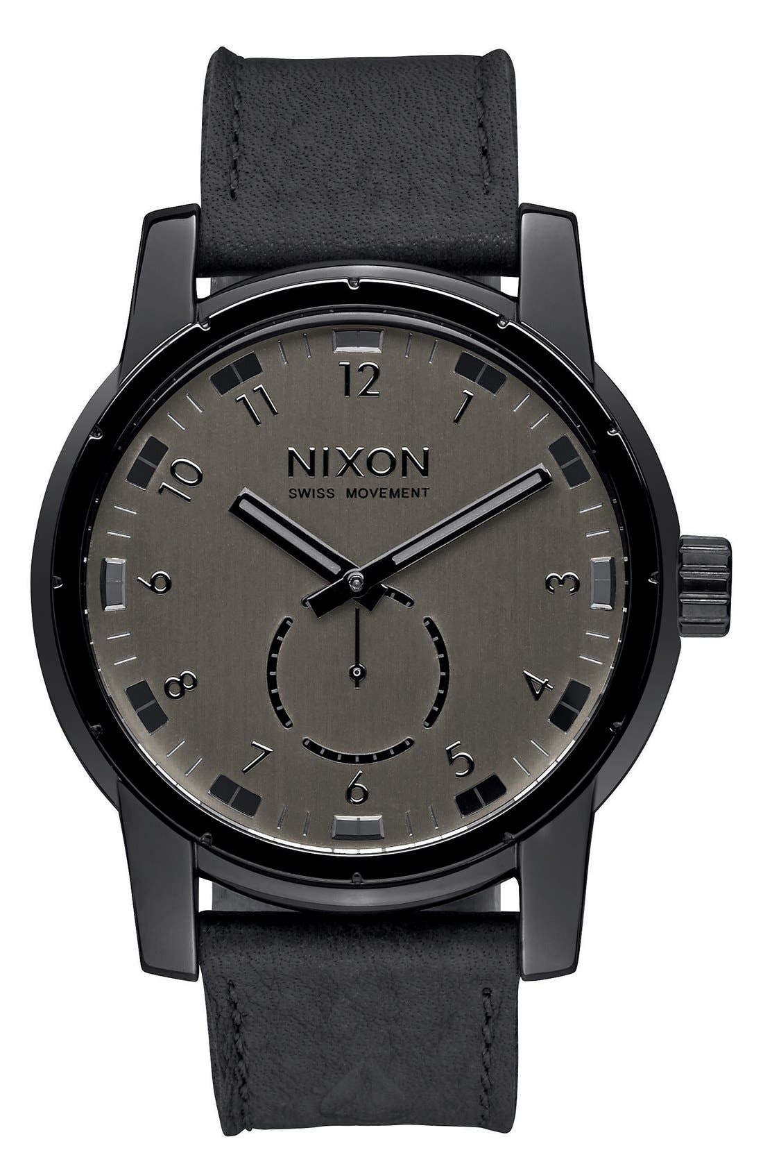 Nixon 'The Patriot' Leather Strap Watch, 45mm Nordstrom