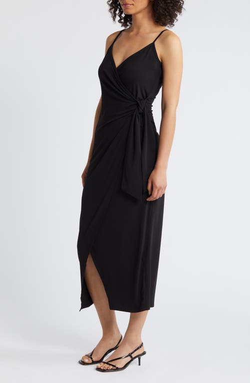 Shop Sam Edelman Jersey Faux Wrap Midi Dress In Black