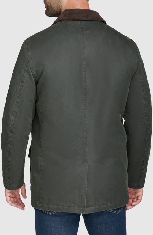 Cole Haan Men's Corduroy-shirt-collar Waxed Rain Jacket In Army Green