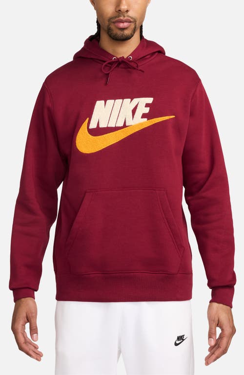 Nike Cotton Blend Fleece Hoodie In Burgundy