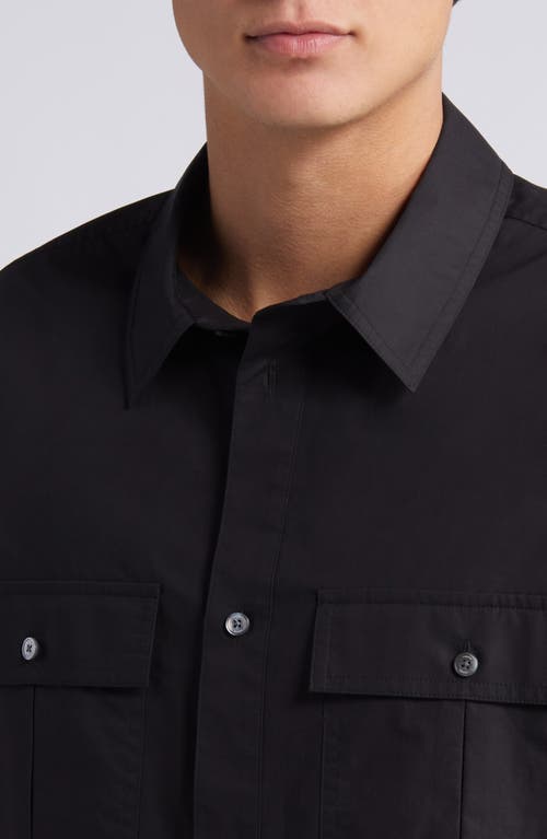 Shop Frame Military Button-up Overshirt In Black