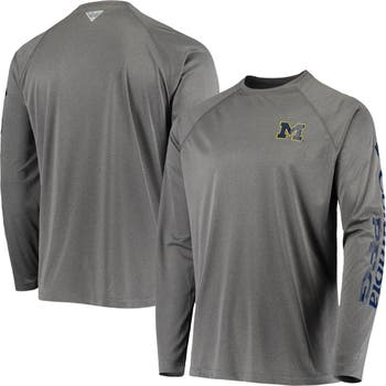 Columbia Men's Columbia Charcoal Michigan Wolverines Terminal Tackle Omni-Shade  Raglan Long Sleeve T-Shirt