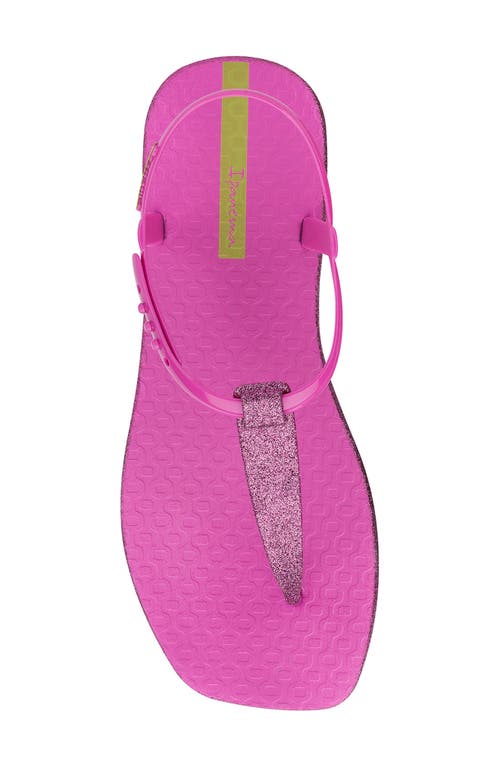 Ipanema X Shakira Class Edge Glow Slip-on Embellished T-strap Thong Sandals In Pink/glitter Pink