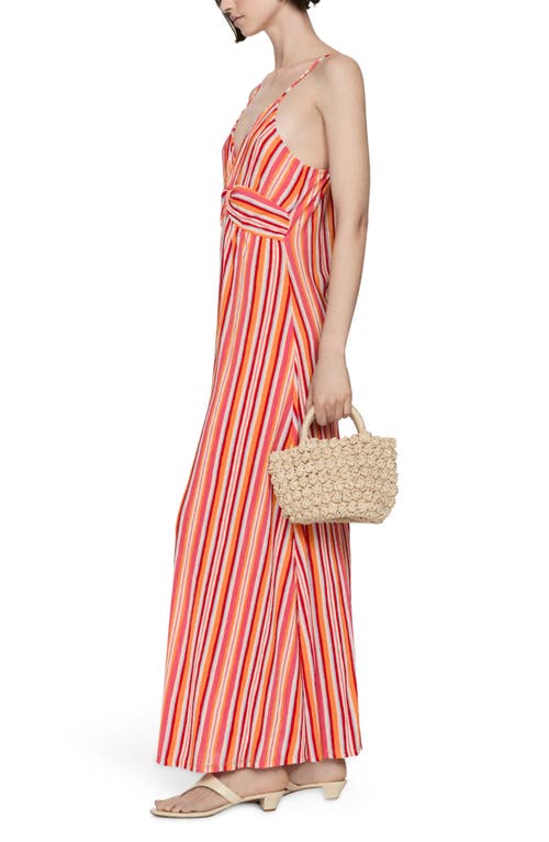 Mango Stripped Print Dress Orange In Orange