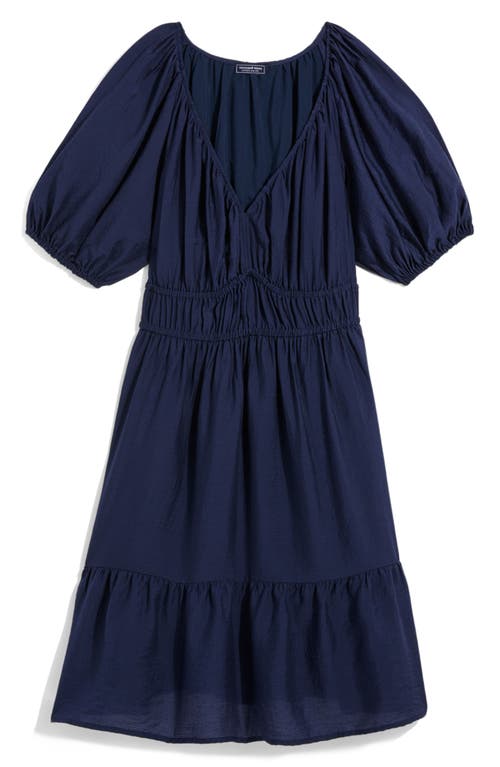 Puff Sleeve Tiered Dress in Nautical Navy