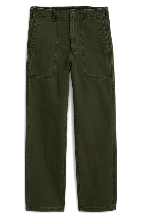 Shop Alex Mill Neil Herringbone High Waist Straight Leg Utility Pants In Military Olive