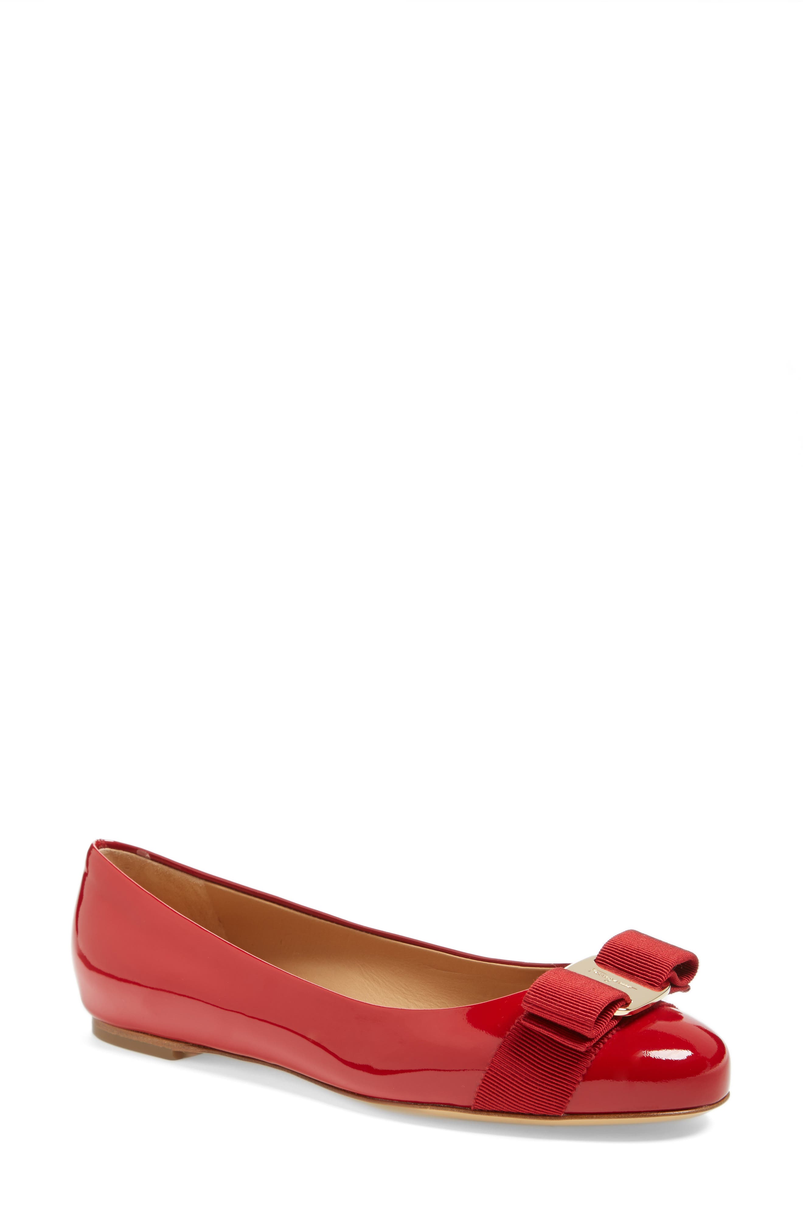 ferragamo flats red