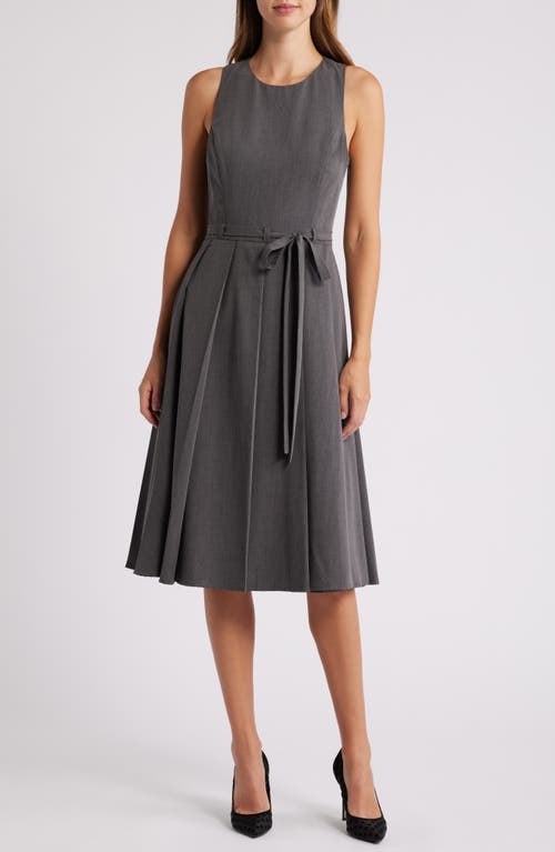 Du Paradis Chlo Pleated Tie Waist Sleeveless Midi Dress In Mink Grey