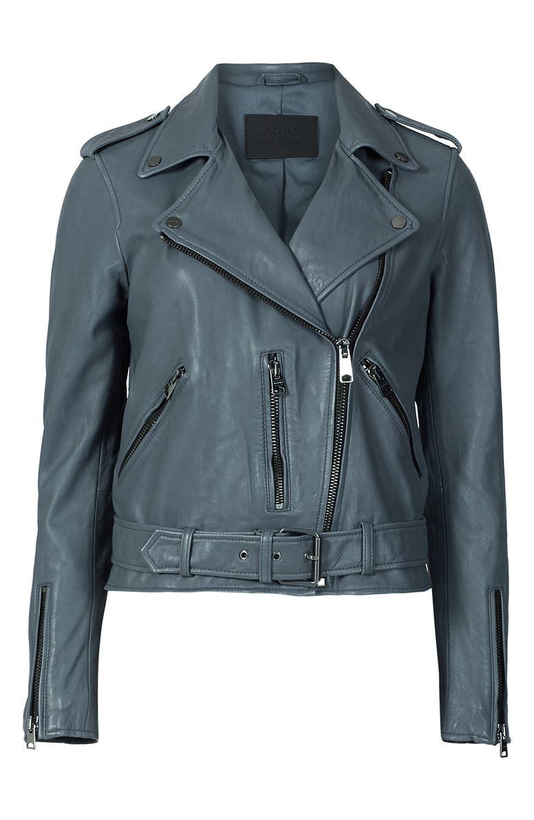 AllSaints Women's Belted Crop Leather Moto Jacket | Nordstrom
