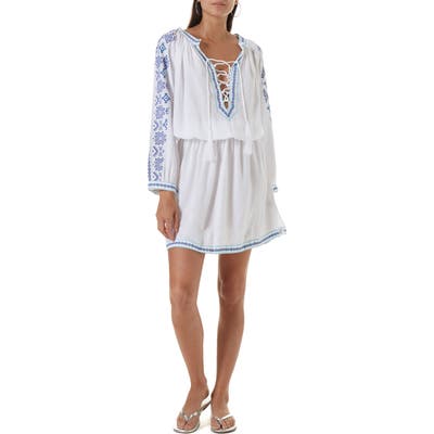 Melissa Odabash Ellie Embroidered Cover-Up Dress, White