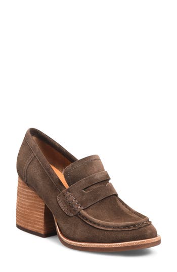 Kork-ease Women's Modeste Heeled Loafer In Dark Castagno Suede