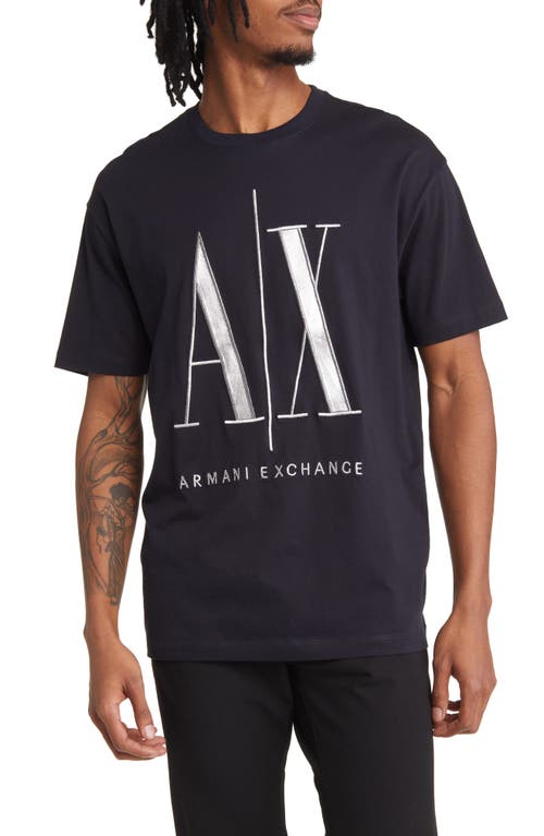 Icon Cotton Graphic Logo Tee in Navy