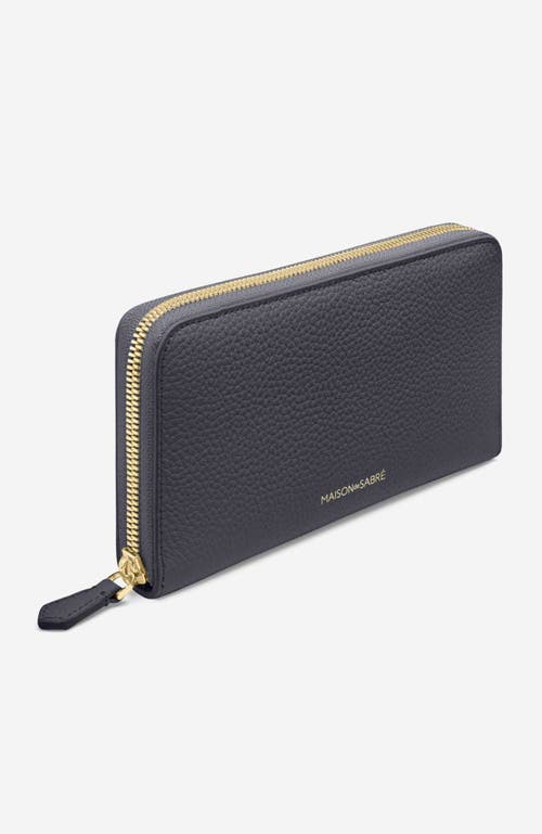 Shop Maison De Sabre Maison De Sabré Long Leather Zip Wallet In Graphite Sky