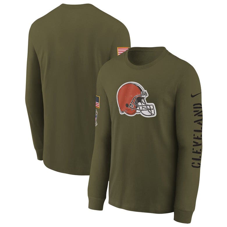 Nike Kids' Youth  Olive Cleveland Browns 2022 Salute To Service Team Logo Long Sleeve T-shirt
