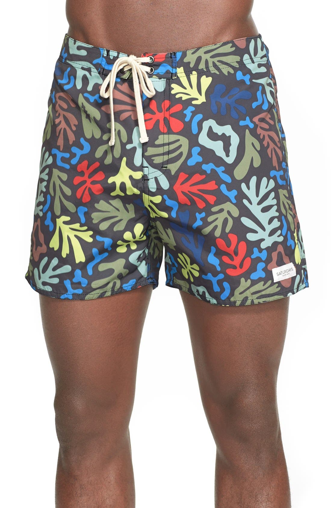 Saturdays NYC Coral Print Swim Shorts Nordstrom