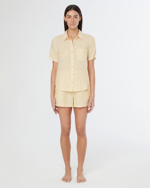 Onia Air Linen Elastic Drawstring Short In Burnt Sun/white