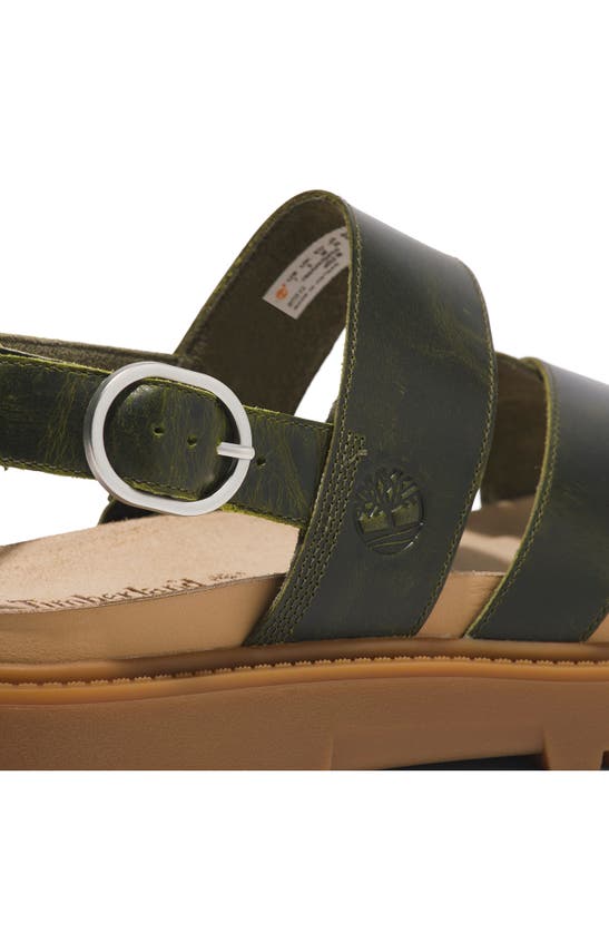 Shop Timberland Clairemont Way Cross Strap Sandal In Dark Green Full Grain