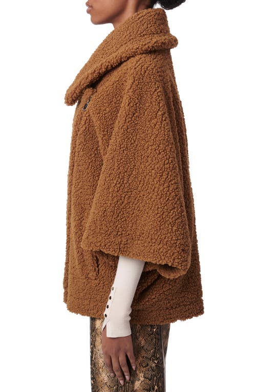 Shop Bernardo Faux Shearling Cape Jacket In Camel