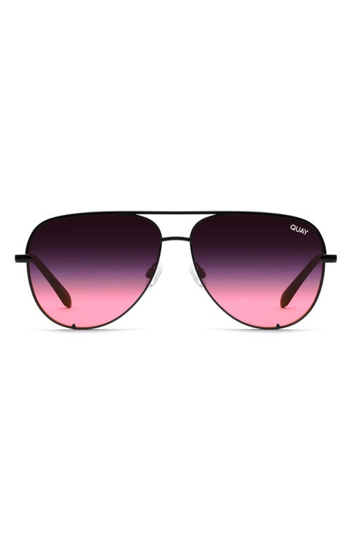 Quay Australia High Key Micro 50mm Gradient Aviator Sunglasses in Black  /Black Pink