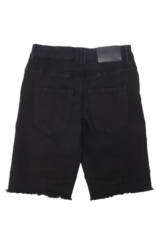 Shop X-ray Xray Kids' Moto Distressed Denim Shorts In Jet Black
