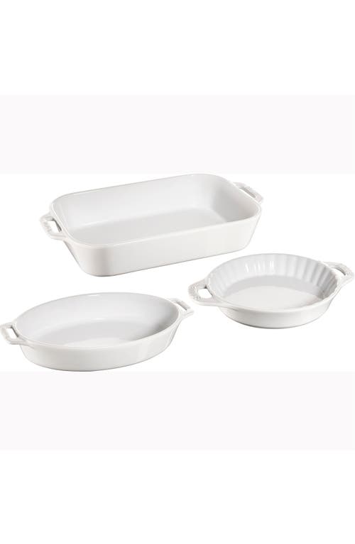Staub 3-Piece Ceramic Mixed Baking Dishes in White at Nordstrom