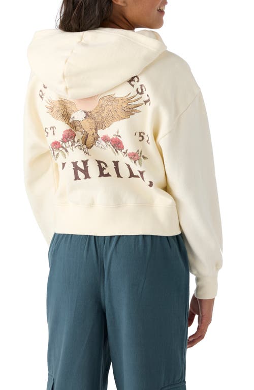 Shop O'neill Kids' Darcie Cotton Graphic Zip-up Hoodie In Winter White