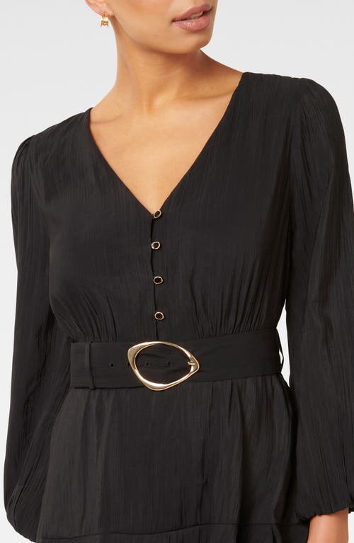 Shop Ever New Danica Belted Long Sleeve Minidress In Black