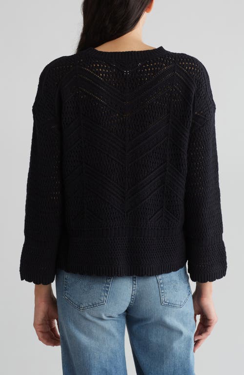By Design Eliana Openwork Sweater In Black