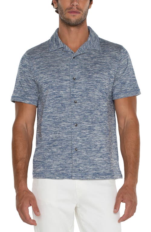 Liverpool Los Angeles Space Dye Knit Camp Shirt Blue/Cream at Nordstrom,