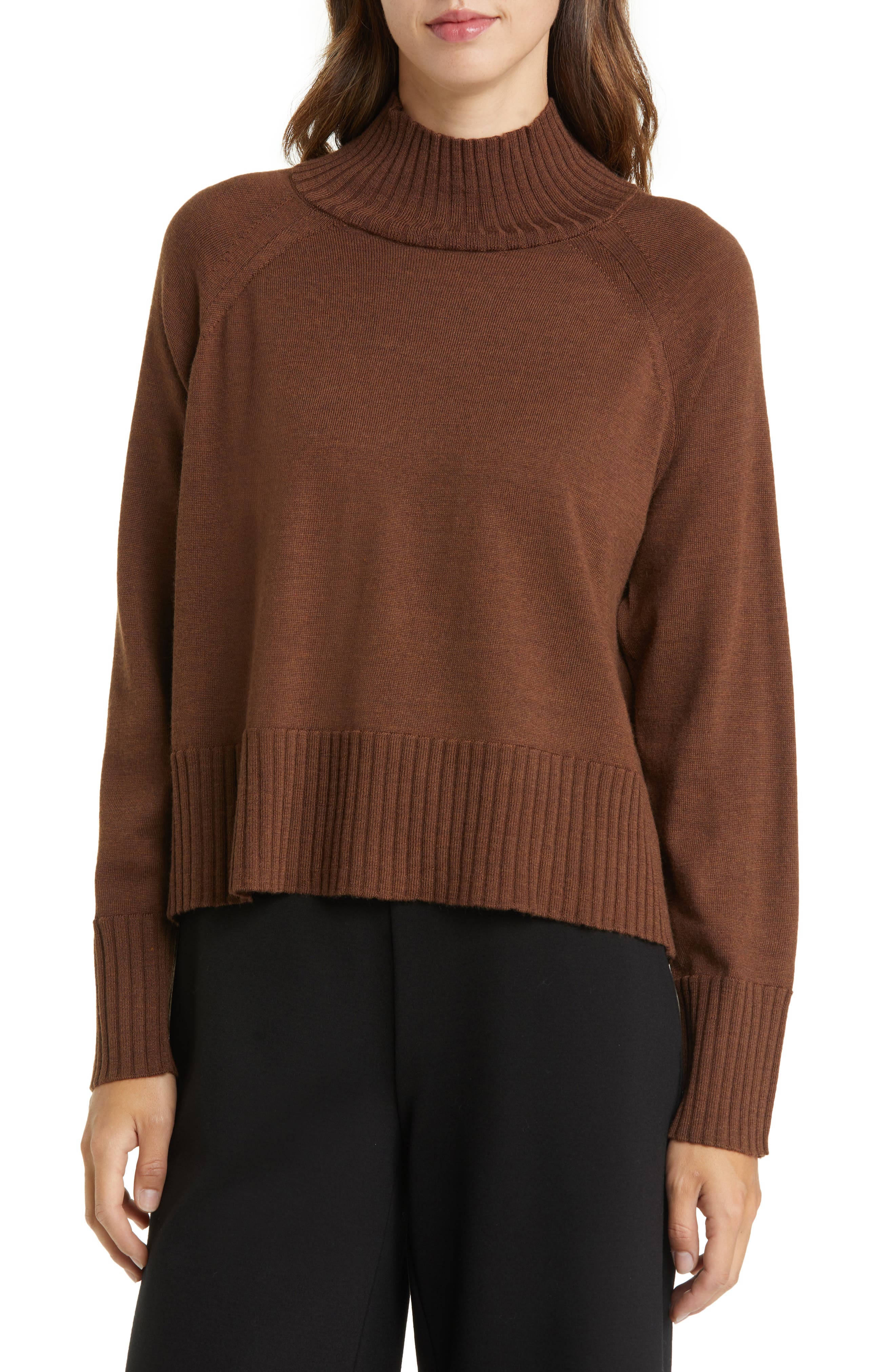 Eileen Fisher Tencel® Center-Seam Relaxed Turtleneck Sweater, Regular & Petite