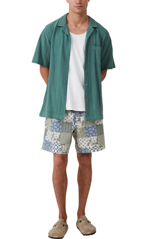 Shop Cotton On Kahuna Drawstring Shorts In Sage Quilt