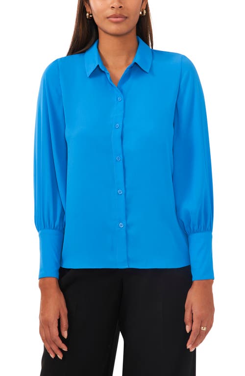 halogen(r) Puff Shoulder Button-Up Shirt in Inidgo Bunting