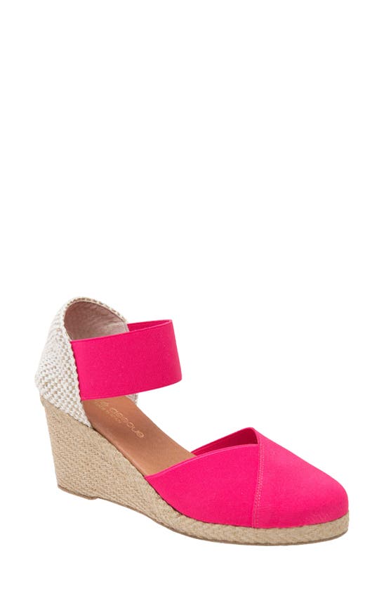 Andre Assous Anouka Espadrille Wedge In Neon Pink Fabric