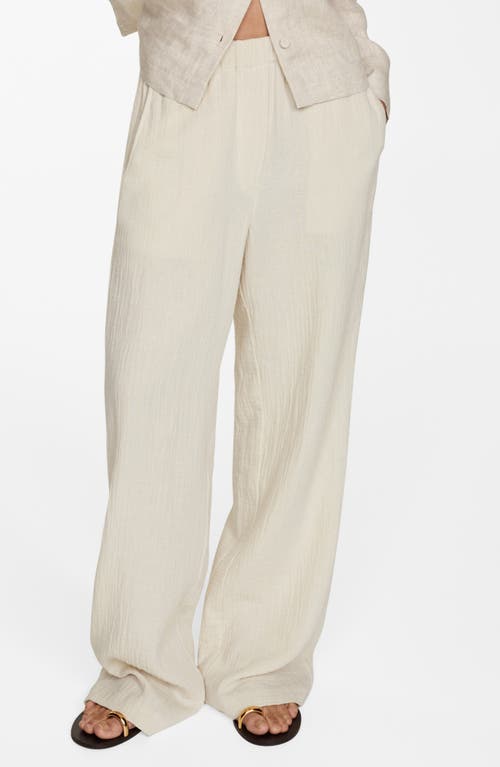 Mango Stripe Straight Leg Pants In Ecru