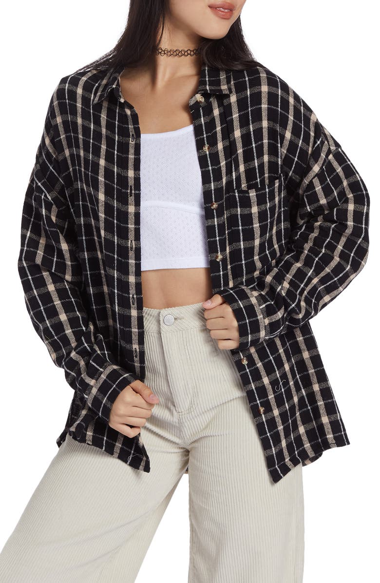 Roxy x Chloe Kim Check Cotton Flannel Shirt | Nordstromrack