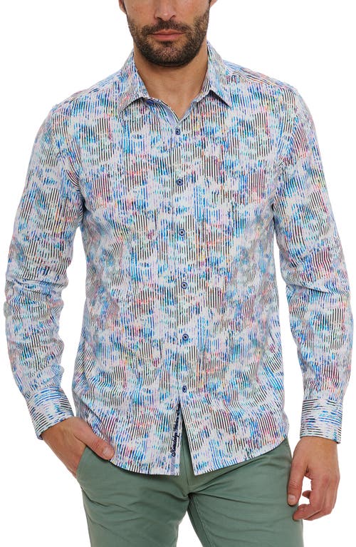 Shop Robert Graham Delray Stripe Cotton Knit Button-up Shirt In Multi