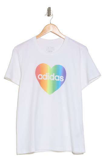 Adidas Originals Adidas Logo Heart Cotton Graphic T-shirt In White