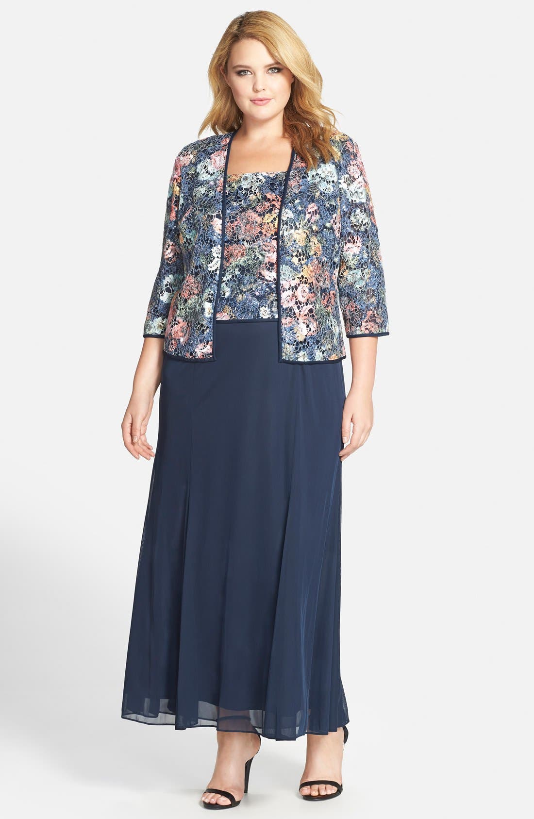 Alex Evenings Gown & Jacket with Multicolor Lace (Plus Size) Nordstrom