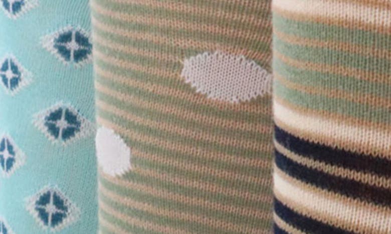 Lorenzo Uomo 3-pack Assorted Stripe Cotton Blend Dress Socks In Sage