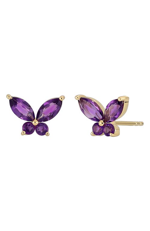 Bony Levy Amethyst Butterfly Stud Earrings In Purple
