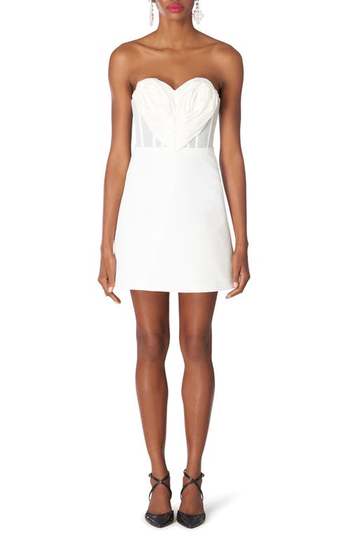 Carolina Herrera Sweetheart Neck Strapless Faille Minidress in White at Nordstrom, Size 10