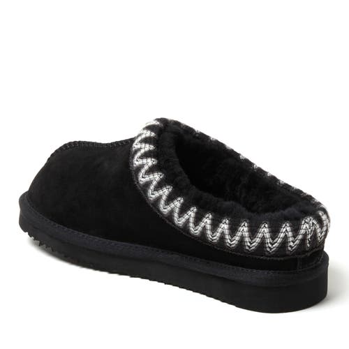Shop Dearfoams Fireside Greta Genuine Shearling Clog Slipper With Taping In Black