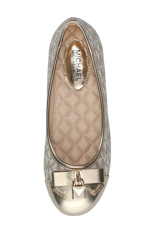 Shop Michael Michael Kors Kids' Kenya Lock Metallic Ballet Flat In Pale Gold