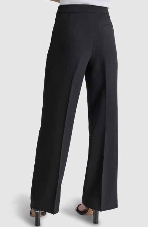 Shop Dkny Double Weave Wide Leg Pants In Black